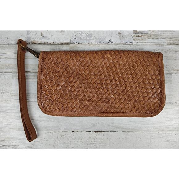 VIOLA CASTELLANI Milano Woven Leather Wristlet Wallet Made In Italy Vintage - Picture 1 of 8